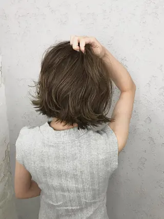 ショート カラー パーマ ヘアアレンジ 韓国ヘア✨グレージュ カラーasamiのヘアスタイル