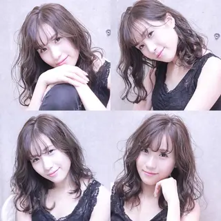 セミロング カラー 及川 光のヘアスタイル