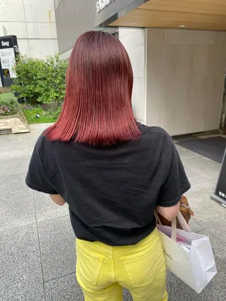 セミロング デザインカラー/ボブ ブリーチカラー/ユリのヘアスタイル