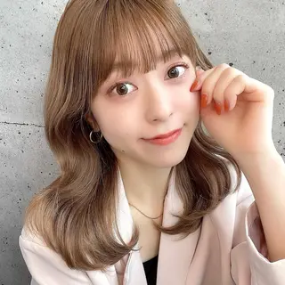 ミディアム カラー パーマ ヘアアレンジ 骨格別小顔カット/ 顔周りカット/金井のヘアスタイル