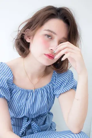 ショート ミディアム カラー パーマ 内藤 達也のヘアスタイル