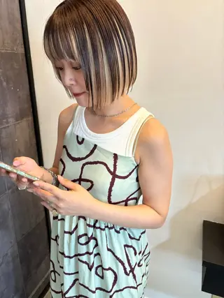 ショート カラー ヘアアレンジ 広島/ボブ/レイヤー 🌿‬wakabaのヘアスタイル