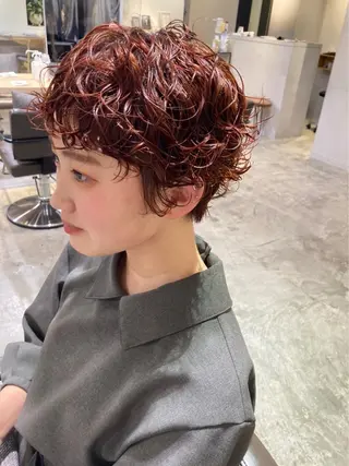 ショート カラー パーマ メンズパーマ💈藤田 晃志のヘアスタイル