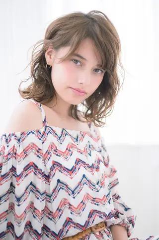 ミディアム パーマ 笠谷 正之のヘアスタイル