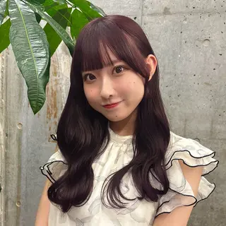 ロング カラー 🌷ラベンダーピンク 顔まわり🌷ねいろのヘアスタイル
