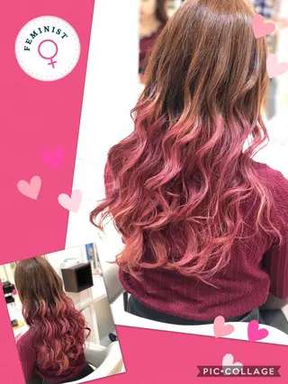 ロング カラー 永島 桜のヘアスタイル