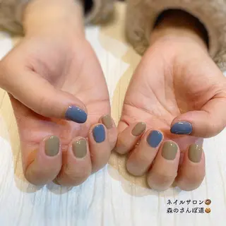ネイル ショートネイル 森のさんぽ道のネイルデザイン