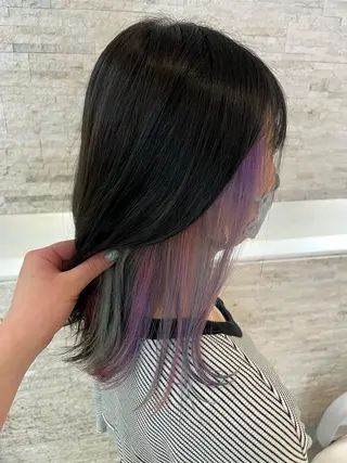 セミロング カラー 韓国/インナーカラー 🍑YUI🍑のヘアスタイル