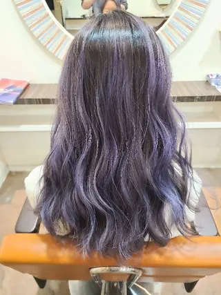 ロング カラー ブリーチ、デザイン  カラー福士直矢のヘアスタイル