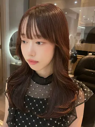 ロング 韓国レイヤー／顔周り ／ブリーチことこのヘアスタイル