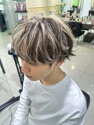 メンズ レイヤー 艶々カラーのヘアスタイル