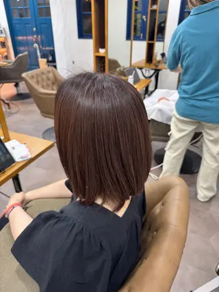 ミディアム 🌱縮毛矯正/カラー /🌈りつき🌈のヘアスタイル