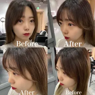 ミディアム カラー 髪質改善×矯正🫧 韓国ヘアasamiのヘアスタイル
