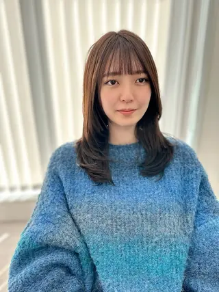 セミロング カラー パーマ ヘアアレンジ メンズ キッズ レイヤーカット 🌿透け感カラーのヘアスタイル