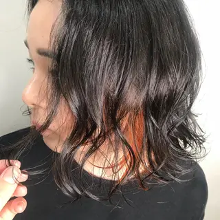ミディアム カラー mana 暖色カラーカットのヘアスタイル