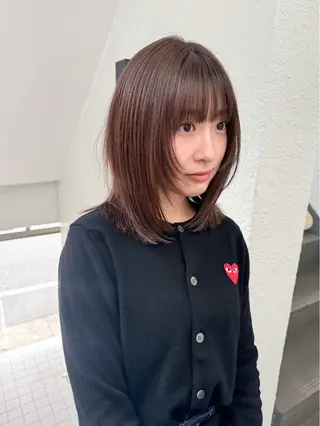 ミディアム カラー レイヤーカット🍏 オリーブ/ののかのヘアスタイル