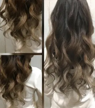 セミロング カラー チビ編み込みエクステ シールEXどぅ〜すのヘアスタイル