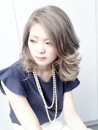ミディアム セミロング カラー パーマPrivate SalonNoa名駅のヘアスタイル