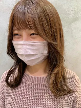 ミディアム カラー ✨コテ巻き風パーマ ✨川合佑哉のヘアスタイル