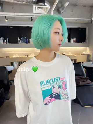 ショート カラー 福岡縮毛矯正 ブリーチなしカラーのヘアスタイル