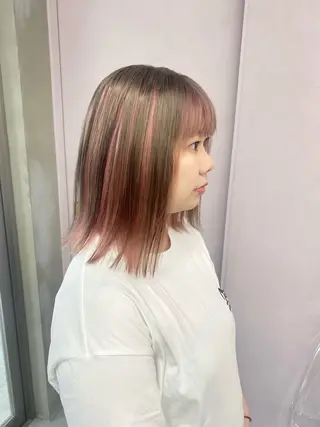 ミディアム カラー 前橋 姫奈のヘアスタイル