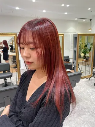 ロング カラー 矯正パーマ、ベージュ ボブカット🫧のヘアスタイル