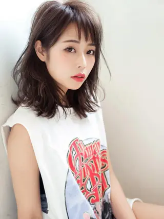 ミディアム カラー パーマ ヘアアレンジ 年間1500人担当 代表 南一路のヘアスタイル