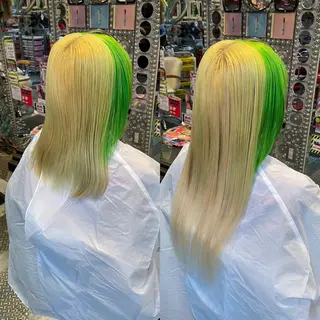 セミロング ヘアアレンジ 🌈派手髪エクステ ブレイズ🌈ひろとのヘアスタイル