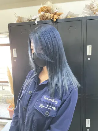 ミディアム カラー パーマ ヘアアレンジ メンズ キッズ ネイル マツエク・マツパ 切りっぱなしヘアボブ ミディアムヘアRYOのヘアスタイル
