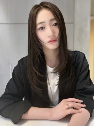 ロング カラー 縮毛矯正・似合わせ タナカ レイヤのヘアスタイル