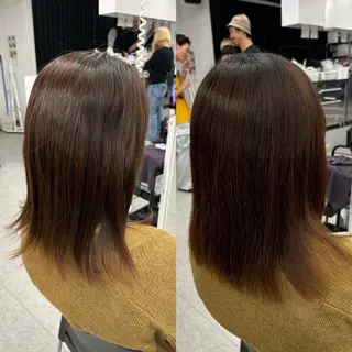 セミロング 流行りの透明感カラー ×縮毛矯正🤍ユウのヘアスタイル