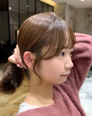 ミディアム カラー 顔まわりカット🌟 くびれヘア/寺門遥輝のヘアスタイル