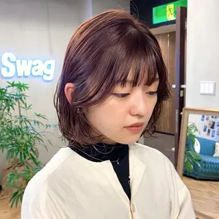 ミディアム カラー パーマ ヘアアレンジ メンズ キッズ ネイル マツエク・マツパ アイブロウ 前川 朋香のヘアスタイル