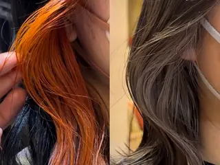 ミディアム ブリーチなしダブル カラー縮毛矯正 下野のヘアスタイル