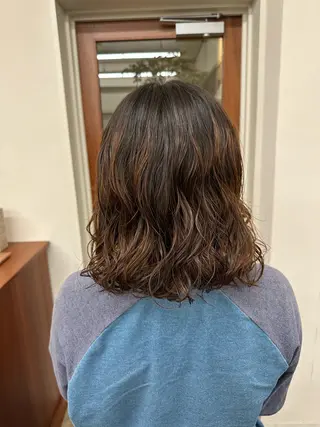 ミディアム パーマ 縮毛矯正・透明感 カラー💙acoのヘアスタイル