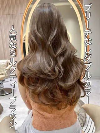 セミロング カラー 興津/韓国レイヤー ダブルカラー美髪縮毛のヘアスタイル