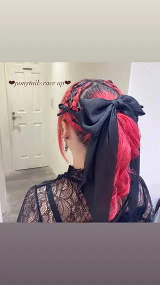 ヘアアレンジ エクステ🎀 暖色カラー🎀amiのヘアスタイル