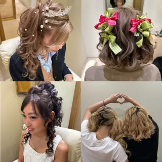ヘアアレンジ ボウ🪞ヘアセット /メイク/マツパのマツエク・マツパデザイン