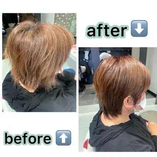 ショート カラー ハイトーンブリーチ有 ブリーチ無しお任せのヘアスタイル