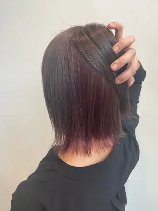 ミディアム カラー パーマ ヘアアレンジ ハイトーンカラー🤍 山下 優華のヘアスタイル