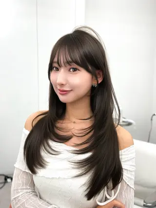 ロング カラー 透明感カラー✨🩵 韓国ヘアkanatoのヘアスタイル