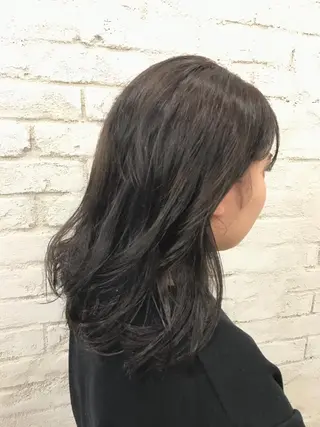 ミディアム カラー パーマ ヘアアレンジ 韓国ヘア✨グレージュ カラーasamiのヘアスタイル