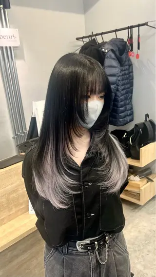 ロング カラー ブリーチ毛の縮毛矯正 ハイトーン/岡本智樹のヘアスタイル