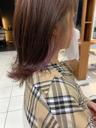 ミディアム カラー パーマ 白髪ぼかしハイライト 柳川拓哉のヘアスタイル