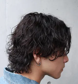 ミディアム パーマ メンズ 恵比寿メンズカット モデル無料/かずきのヘアスタイル