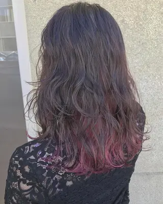 セミロング カラー パーマ 🍋透け感カラー🍃 オリーブ🍐Kahoのヘアスタイル