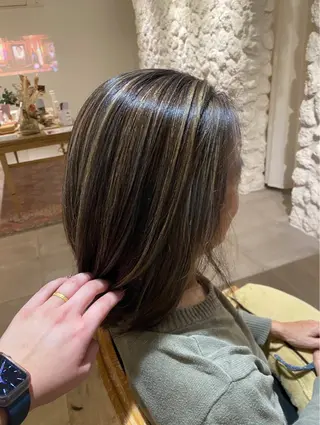 ミディアム カラー mai🤍透明感/ 縮毛矯正/藤沢のヘアスタイル