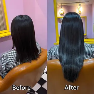 ロング シール＋ちび編み込み エクステ梅田🐨のヘアスタイル