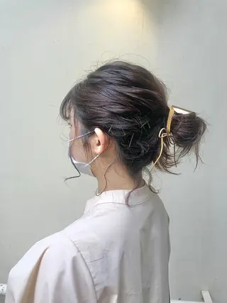 ミディアム ヘアアレンジ 抜け感ボブ×パーマ |kazaneのヘアスタイル