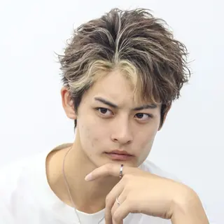 ショート カラー パーマ メンズ ハイトーン/メンズマ ッシュ/KYOHEIのヘアスタイル